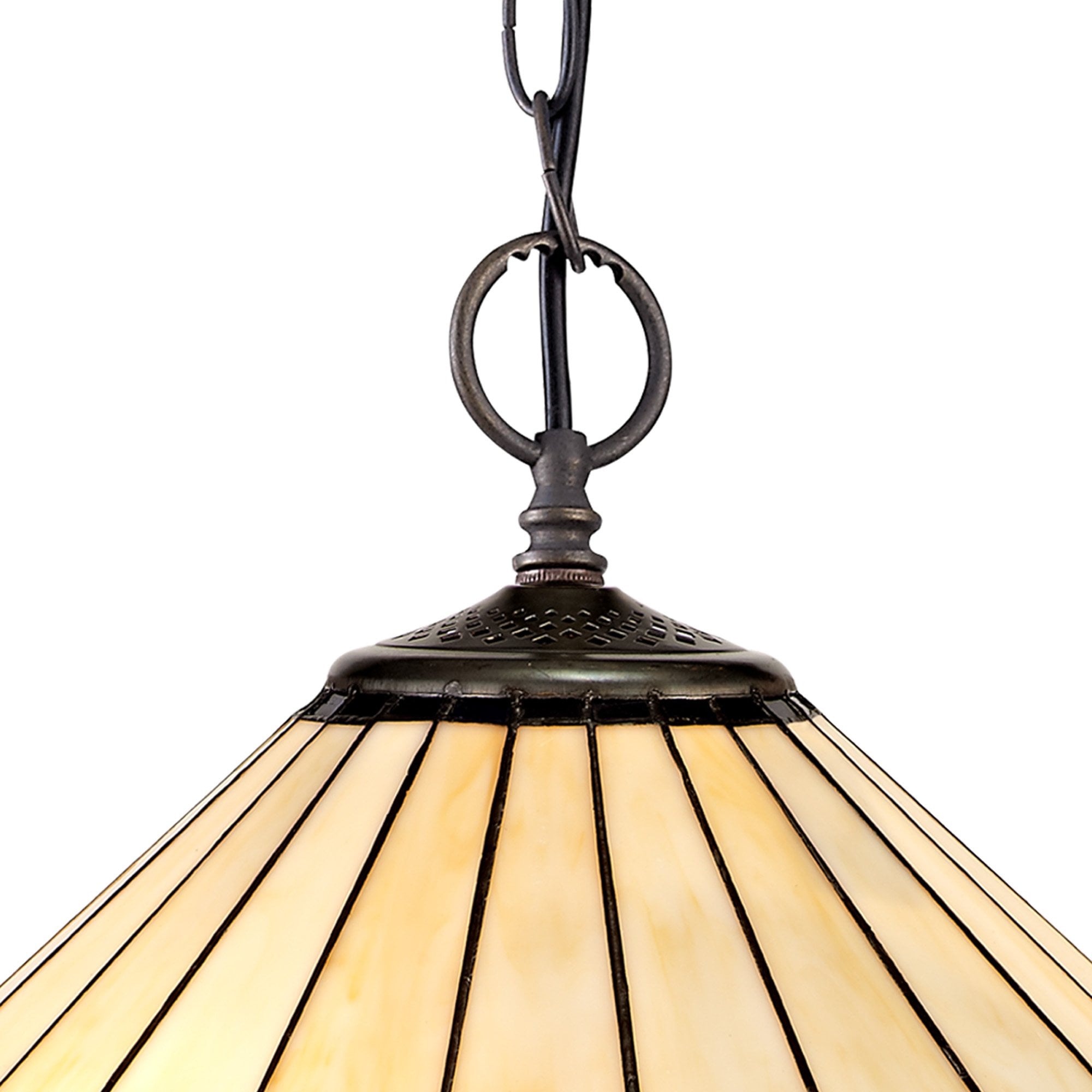 NLK03199 Umbrian 2 Light Down Lighter Pendant With 40cm Tiffany Shade Blue/Chrome/Crystal/Aged Antique Brass