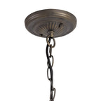 NLK03209 Umbrian 3 Light Down Lighter Pendant With 40cm Tiffany Shade Blue/Chrome/Crystal/Aged Antique Brass