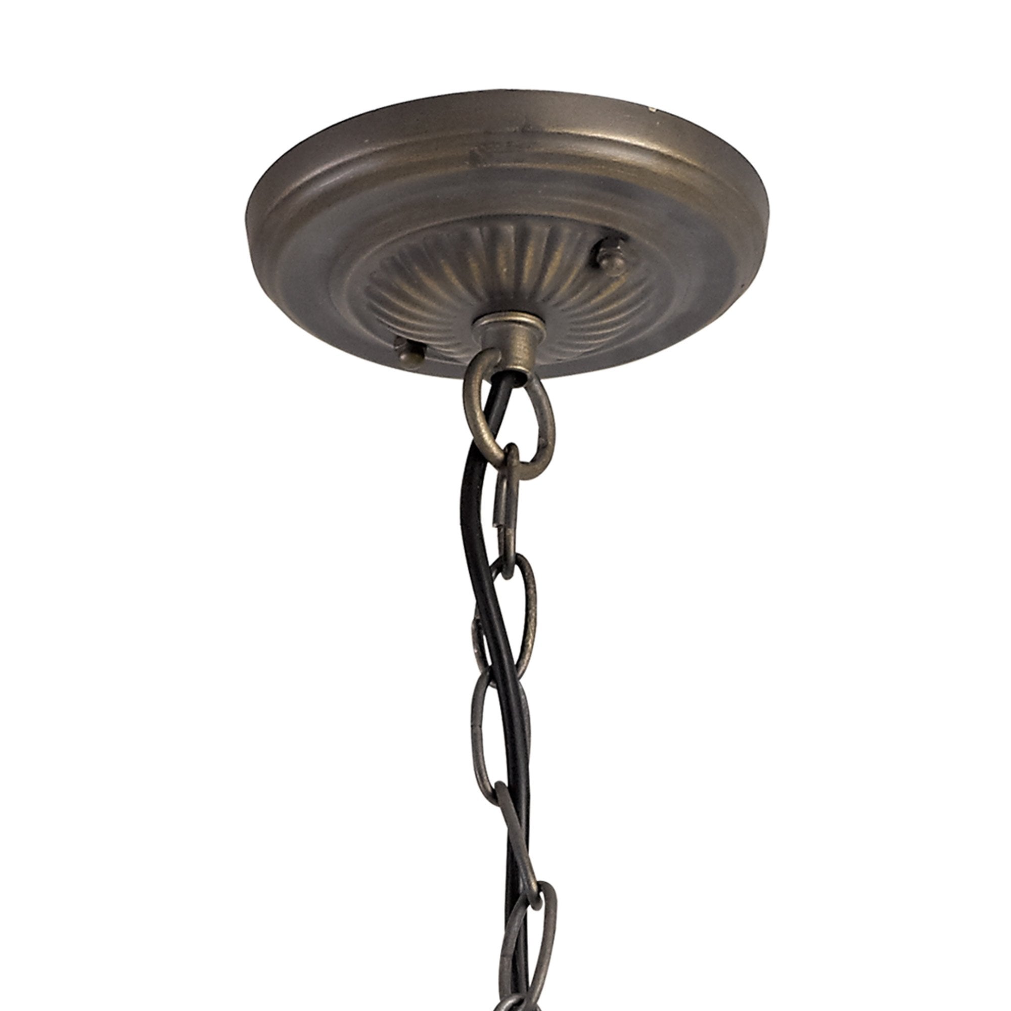 NLK03209 Umbrian 3 Light Down Lighter Pendant With 40cm Tiffany Shade Blue/Chrome/Crystal/Aged Antique Brass