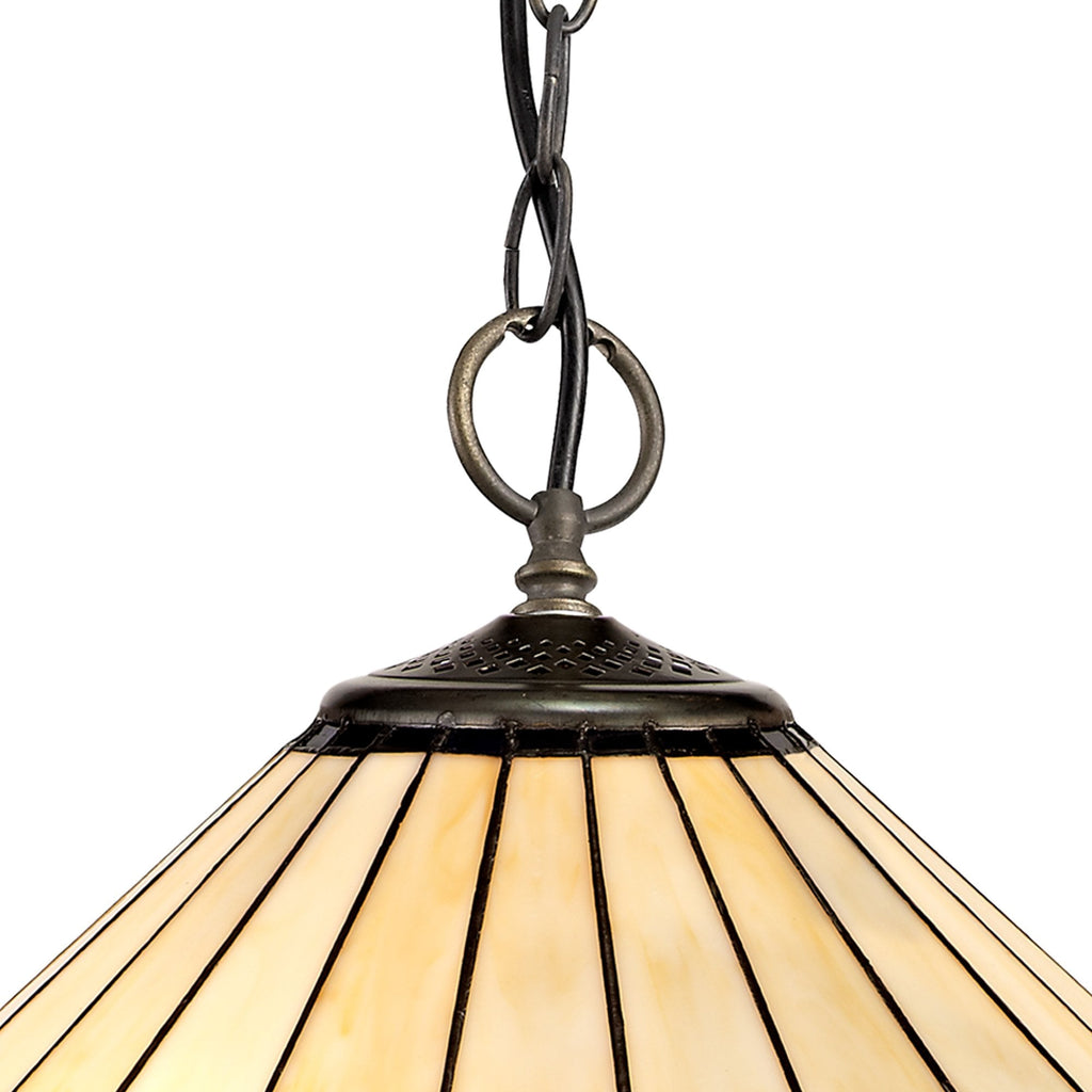 NLK03209 Umbrian 3 Light Down Lighter Pendant With 40cm Tiffany Shade Blue/Chrome/Crystal/Aged Antique Brass