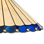 NLK03209 Umbrian 3 Light Down Lighter Pendant With 40cm Tiffany Shade Blue/Chrome/Crystal/Aged Antique Brass