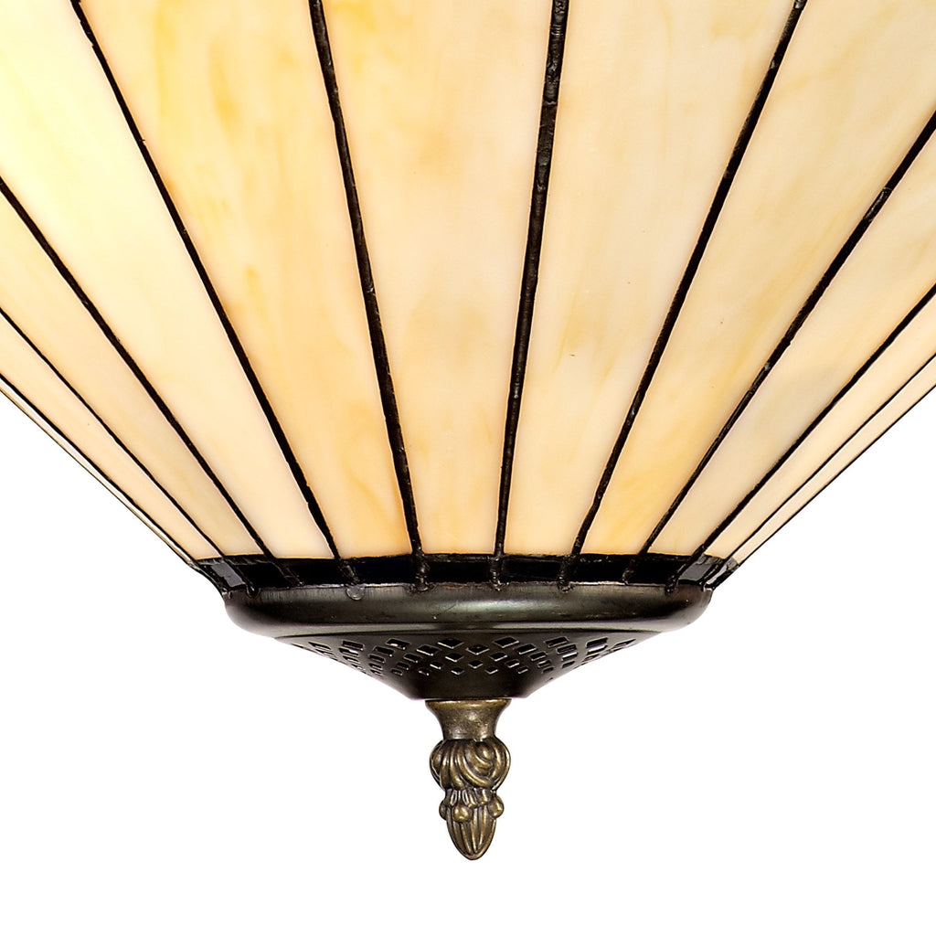 NLK03219 Umbrian 3 Light Semi Ceiling With 40cm Tiffany Shade Blue/Chrome/Crystal/Aged Antique Brass