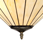 NLK03219 Umbrian 3 Light Semi Ceiling With 40cm Tiffany Shade Blue/Chrome/Crystal/Aged Antique Brass