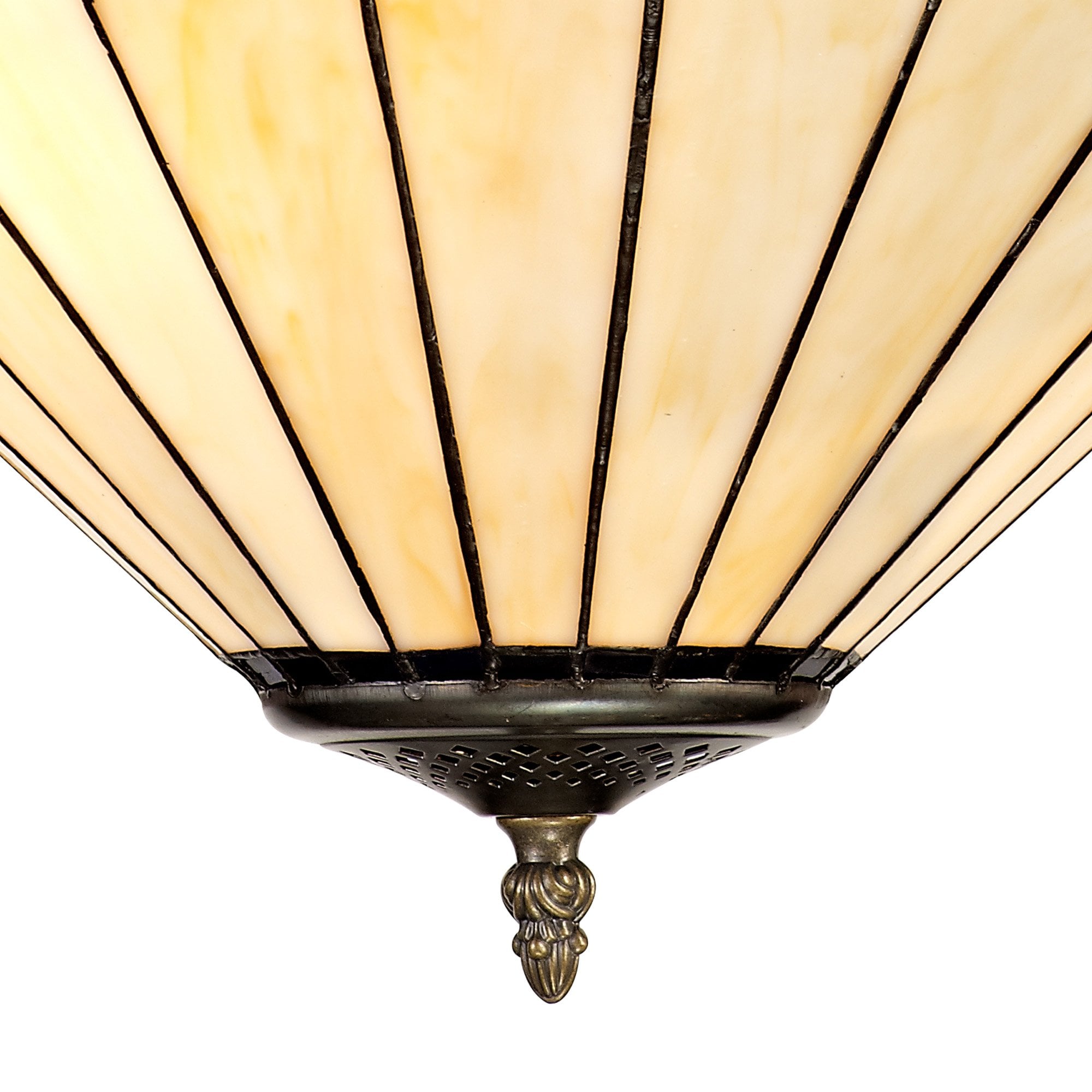 NLK03219 Umbrian 3 Light Semi Ceiling With 40cm Tiffany Shade Blue/Chrome/Crystal/Aged Antique Brass
