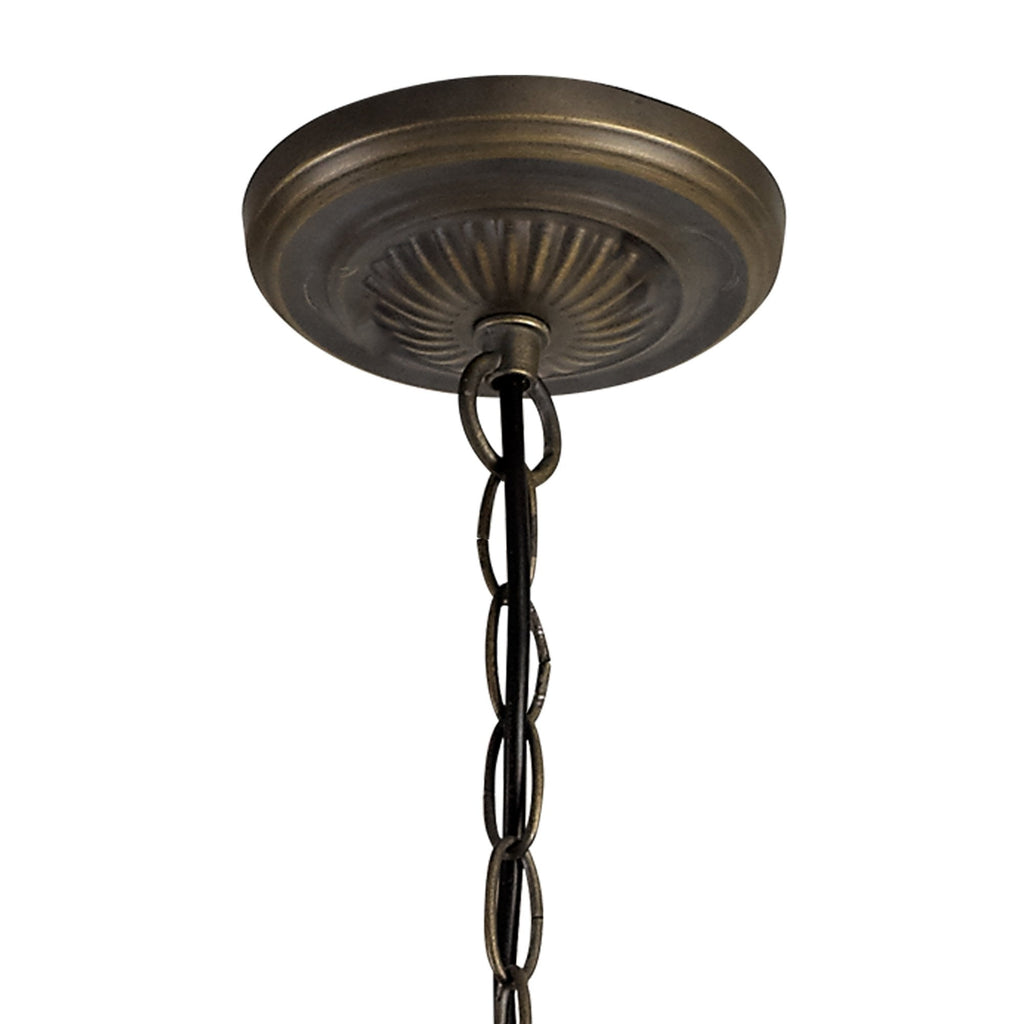 NLK03229 Umbrian 3 Light Up Lighter Pendant With 40cm Tiffany Shade Blue/Chrome/Crystal/Aged Antique Brass