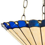 NLK03229 Umbrian 3 Light Up Lighter Pendant With 40cm Tiffany Shade Blue/Chrome/Crystal/Aged Antique Brass