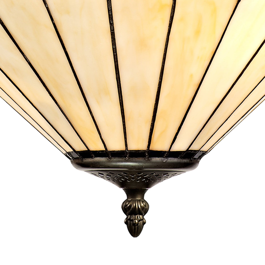NLK03229 Umbrian 3 Light Up Lighter Pendant With 40cm Tiffany Shade Blue/Chrome/Crystal/Aged Antique Brass