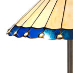 NLK03249 Umbrian 2 Light Leaf Design Floor Lamp With 40cm Tiffany Shade Blue/Chrome/Crystal/Aged Antique Brass