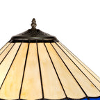 NLK03249 Umbrian 2 Light Leaf Design Floor Lamp With 40cm Tiffany Shade Blue/Chrome/Crystal/Aged Antique Brass