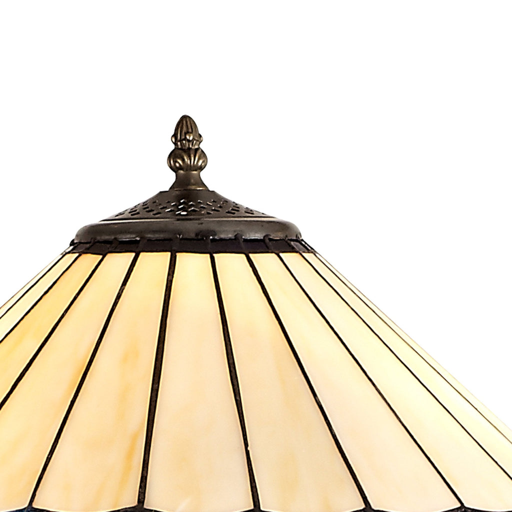 NLK03259 Umbrian 2 Light Stepped Design Floor Lamp With 40cm Tiffany Shade Blue/Chrome/Crystal/Aged Antique Brass