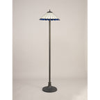 NLK03259 Umbrian 2 Light Stepped Design Floor Lamp With 40cm Tiffany Shade Blue/Chrome/Crystal/Aged Antique Brass