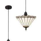 NLK03269 Umbrian 1 Light Up Lighter Pendant With 30cm Tiffany Shade Grey/Chrome/Crystal/Black