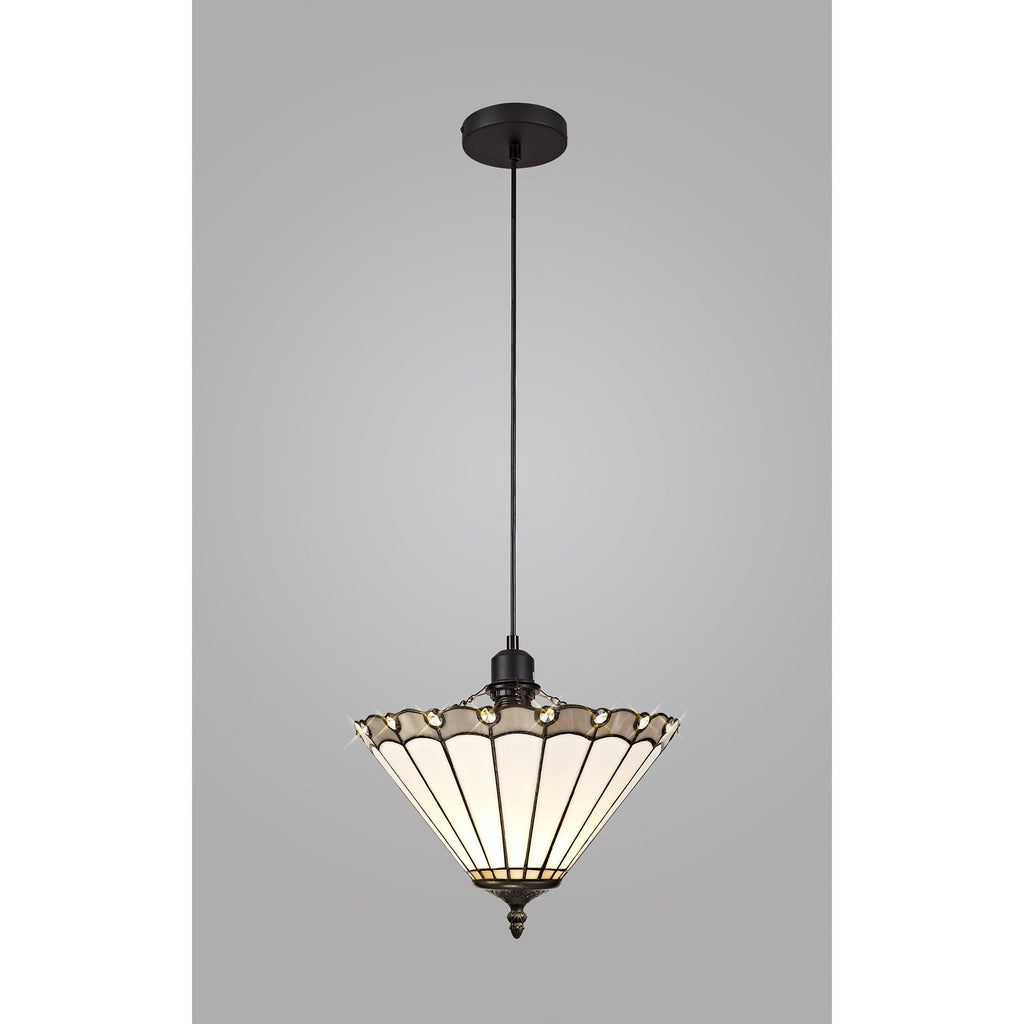 NLK03269 Umbrian 1 Light Up Lighter Pendant With 30cm Tiffany Shade Grey/Chrome/Crystal/Black