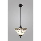 NLK03269 Umbrian 1 Light Up Lighter Pendant With 30cm Tiffany Shade Grey/Chrome/Crystal/Black