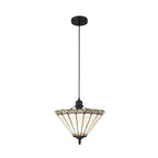 NLK03269 Umbrian 1 Light Up Lighter Pendant With 30cm Tiffany Shade Grey/Chrome/Crystal/Black