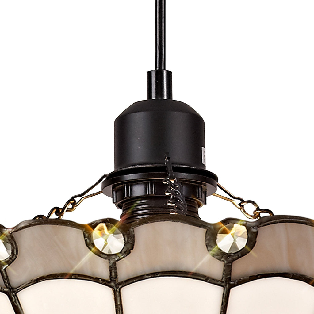 NLK03269 Umbrian 1 Light Up Lighter Pendant With 30cm Tiffany Shade Grey/Chrome/Crystal/Black