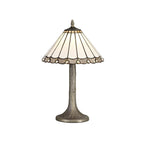 NLK03279 Umbrian 1 Light Tree Like Table Lamp With 30cm Tiffany Shade Grey/Chrome/Crystal/Aged Antique Brass