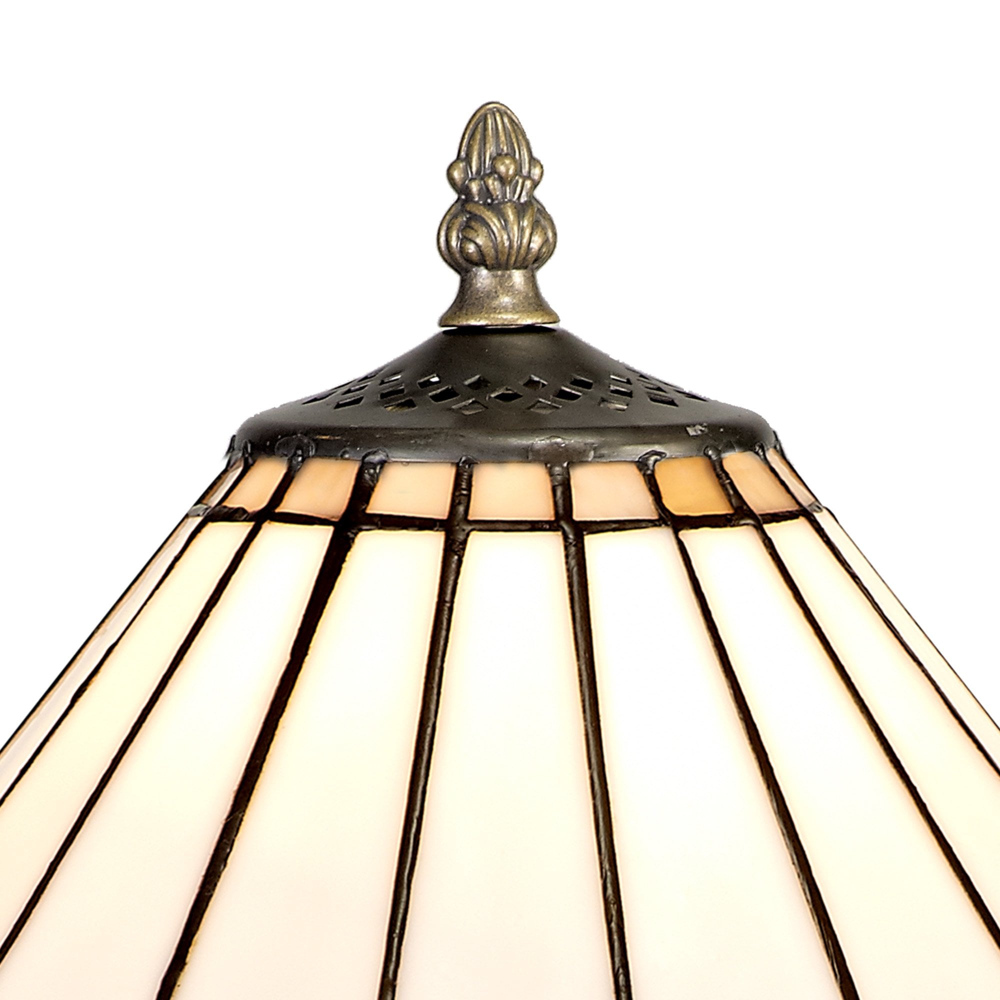 NLK03279 Umbrian 1 Light Tree Like Table Lamp With 30cm Tiffany Shade Grey/Chrome/Crystal/Aged Antique Brass