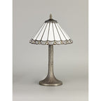 NLK03279 Umbrian 1 Light Tree Like Table Lamp With 30cm Tiffany Shade Grey/Chrome/Crystal/Aged Antique Brass