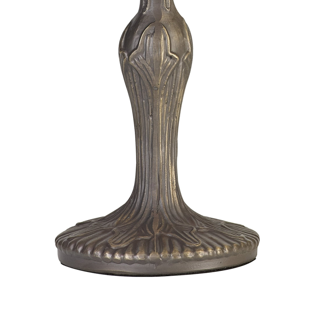 NLK03289 Umbrian 1 Light Curved Table Lamp With 30cm Tiffany Shade Grey/Chrome/Crystal/Aged Antique Brass