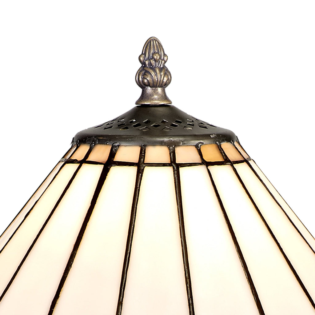 NLK03289 Umbrian 1 Light Curved Table Lamp With 30cm Tiffany Shade Grey/Chrome/Crystal/Aged Antique Brass