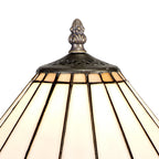 NLK03289 Umbrian 1 Light Curved Table Lamp With 30cm Tiffany Shade Grey/Chrome/Crystal/Aged Antique Brass
