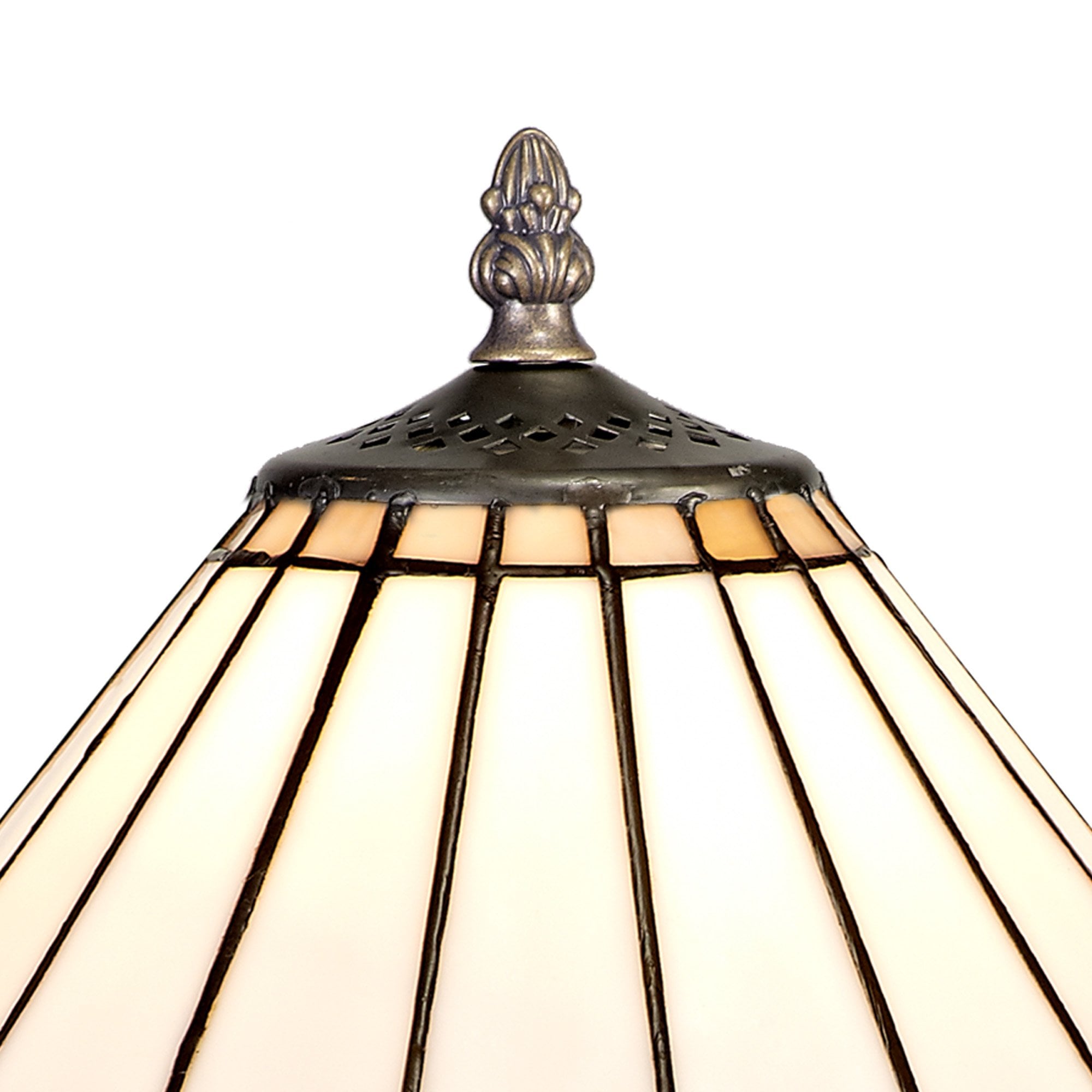 NLK03289 Umbrian 1 Light Curved Table Lamp With 30cm Tiffany Shade Grey/Chrome/Crystal/Aged Antique Brass