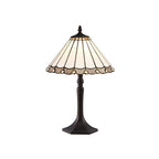 NLK03299 Umbrian 1 Light Octagonal Table Lamp With 30cm Tiffany Shade Grey/Chrome/Crystal/Aged Antique Brass