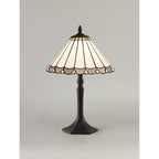 NLK03299 Umbrian 1 Light Octagonal Table Lamp With 30cm Tiffany Shade Grey/Chrome/Crystal/Aged Antique Brass