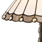 NLK03299 Umbrian 1 Light Octagonal Table Lamp With 30cm Tiffany Shade Grey/Chrome/Crystal/Aged Antique Brass