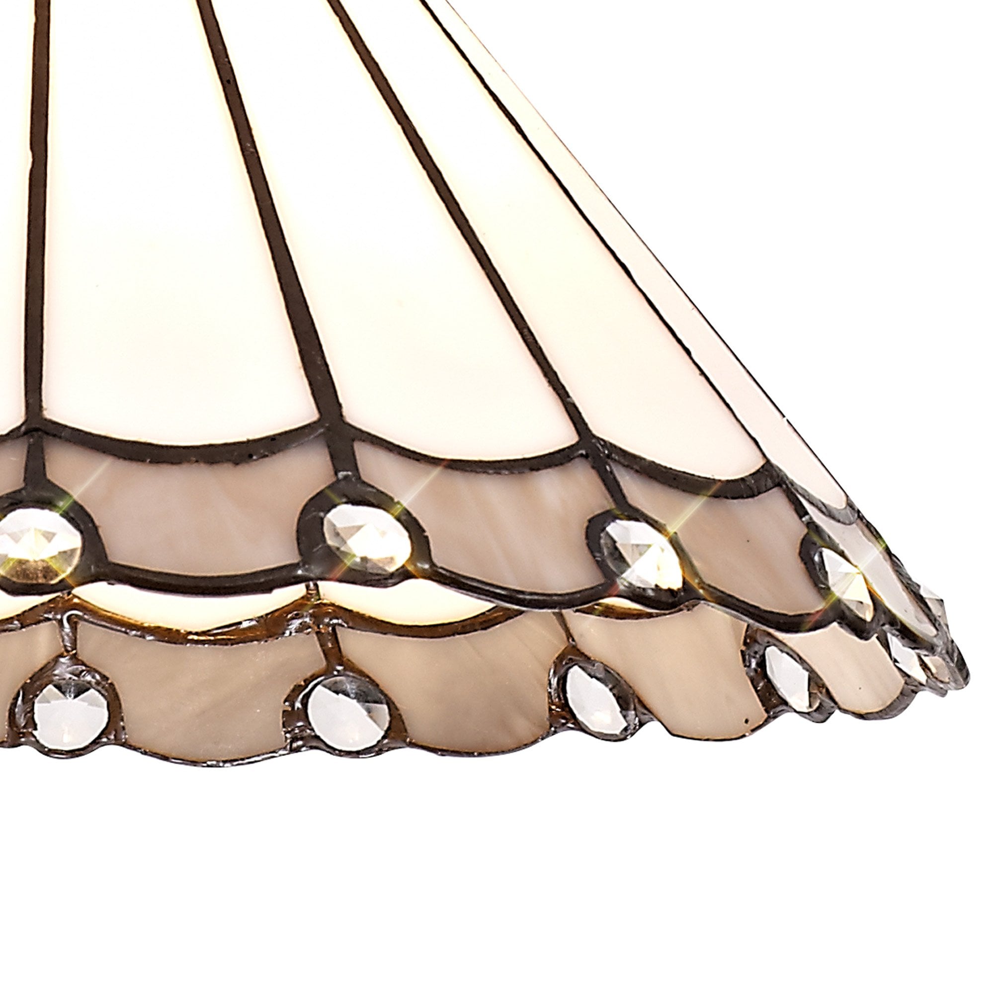 NLK03309 Umbrian 1 Light Down Lighter Pendant With 30cm Tiffany Shade Grey/Chrome/Crystal/Aged Antique Brass