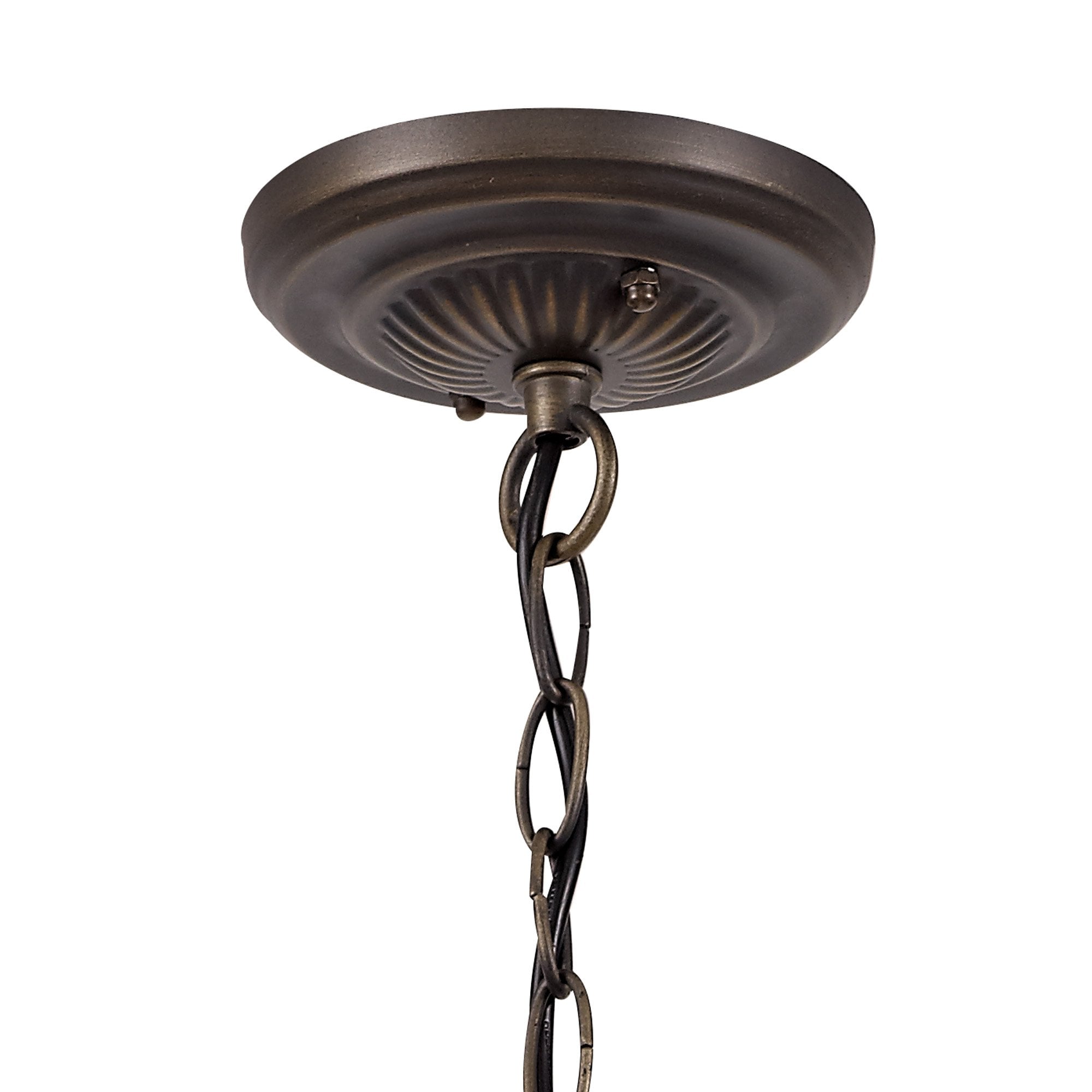 NLK03309 Umbrian 1 Light Down Lighter Pendant With 30cm Tiffany Shade Grey/Chrome/Crystal/Aged Antique Brass