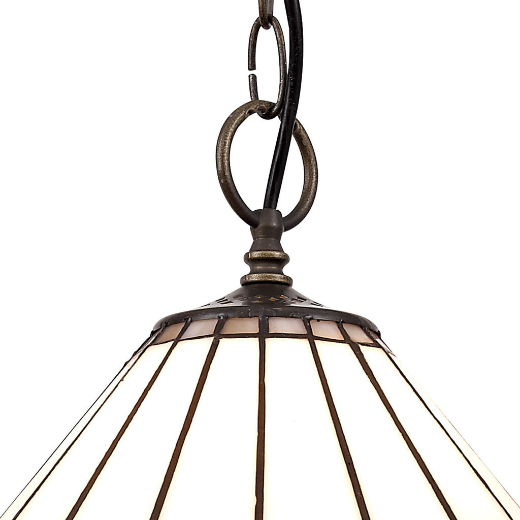 NLK03309 Umbrian 1 Light Down Lighter Pendant With 30cm Tiffany Shade Grey/Chrome/Crystal/Aged Antique Brass