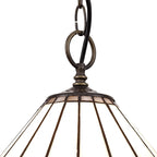 NLK03309 Umbrian 1 Light Down Lighter Pendant With 30cm Tiffany Shade Grey/Chrome/Crystal/Aged Antique Brass