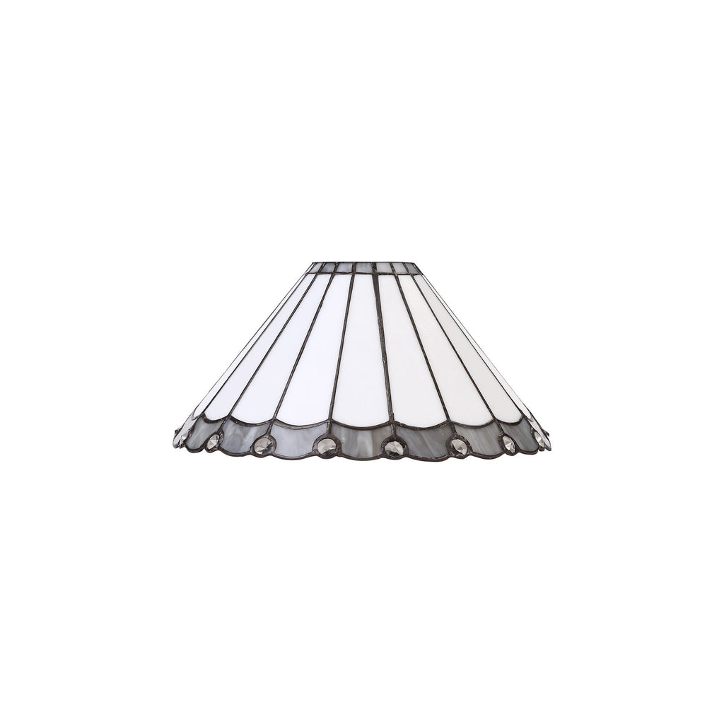 NLK03309 Umbrian 1 Light Down Lighter Pendant With 30cm Tiffany Shade Grey/Chrome/Crystal/Aged Antique Brass