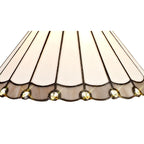 NLK03309 Umbrian 1 Light Down Lighter Pendant With 30cm Tiffany Shade Grey/Chrome/Crystal/Aged Antique Brass