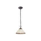 NLK03319 Umbrian 2 Light Down Lighter Pendant With 30cm Tiffany Shade Grey/Chrome/Crystal/Aged Antique Brass