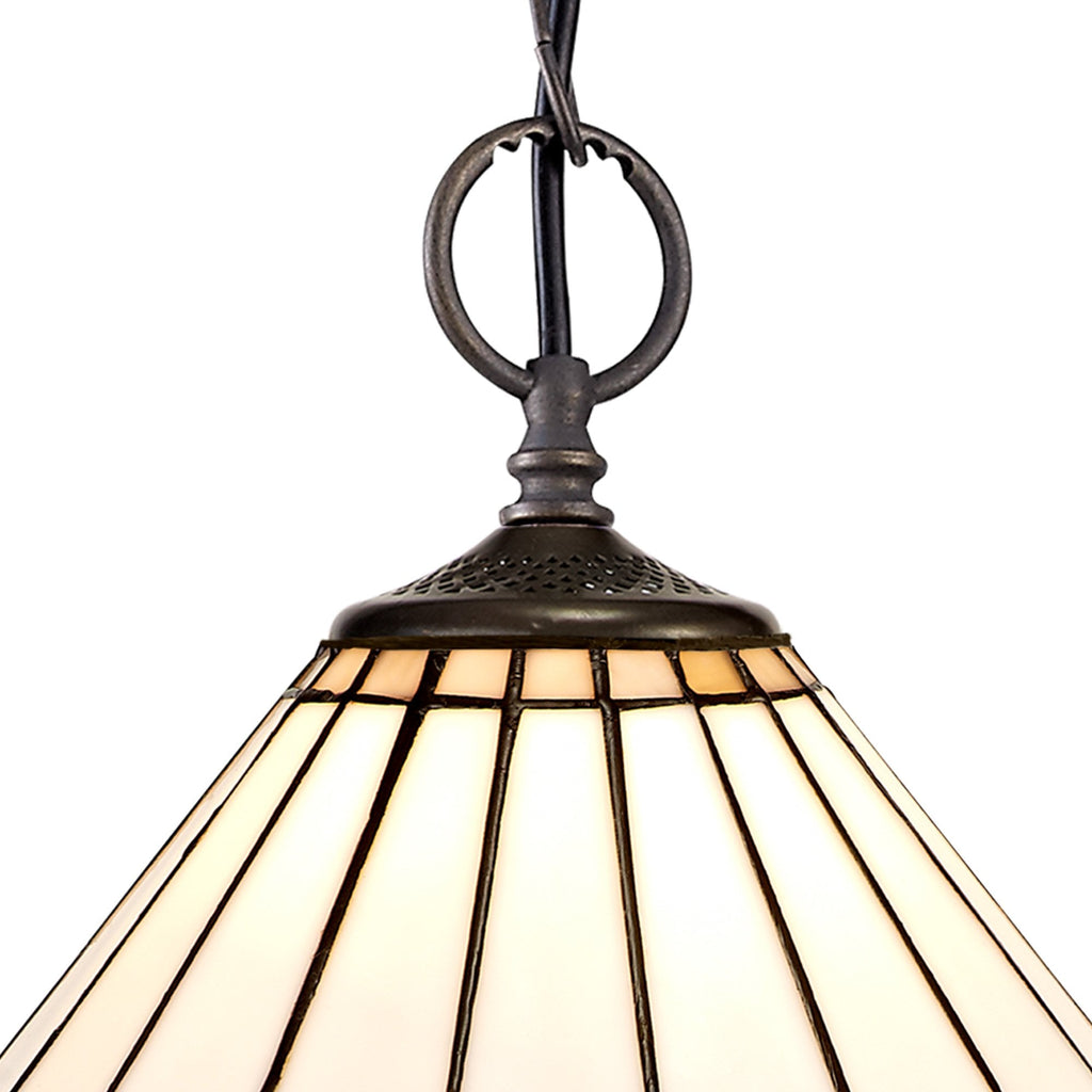 NLK03319 Umbrian 2 Light Down Lighter Pendant With 30cm Tiffany Shade Grey/Chrome/Crystal/Aged Antique Brass
