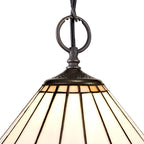 NLK03319 Umbrian 2 Light Down Lighter Pendant With 30cm Tiffany Shade Grey/Chrome/Crystal/Aged Antique Brass