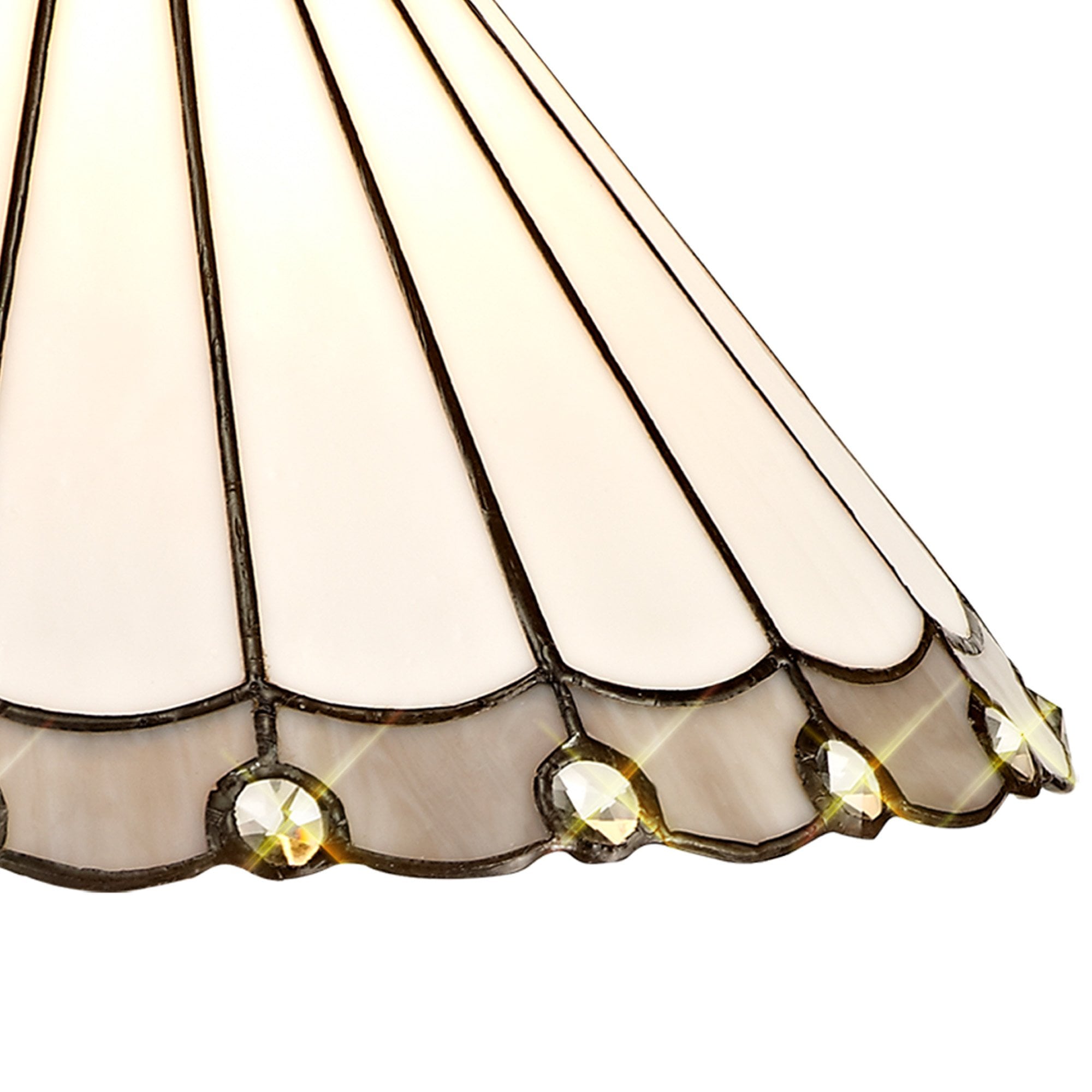 NLK03319 Umbrian 2 Light Down Lighter Pendant With 30cm Tiffany Shade Grey/Chrome/Crystal/Aged Antique Brass