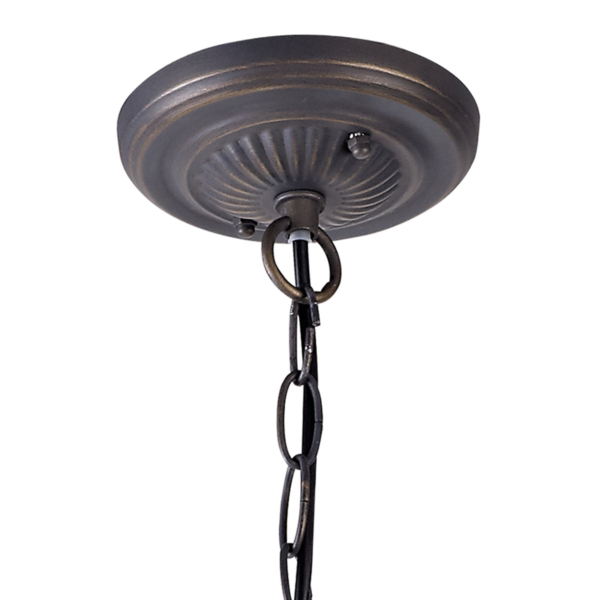 NLK03319 Umbrian 2 Light Down Lighter Pendant With 30cm Tiffany Shade Grey/Chrome/Crystal/Aged Antique Brass