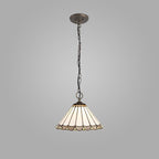 NLK03329 Umbrian 3 Light Down Lighter Pendant With 30cm Tiffany Shade Grey/Chrome/Crystal/Aged Antique Brass