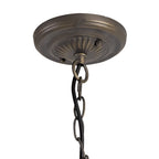 NLK03329 Umbrian 3 Light Down Lighter Pendant With 30cm Tiffany Shade Grey/Chrome/Crystal/Aged Antique Brass
