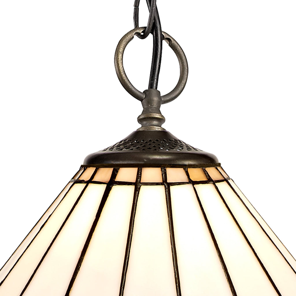 NLK03329 Umbrian 3 Light Down Lighter Pendant With 30cm Tiffany Shade Grey/Chrome/Crystal/Aged Antique Brass