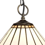 NLK03329 Umbrian 3 Light Down Lighter Pendant With 30cm Tiffany Shade Grey/Chrome/Crystal/Aged Antique Brass