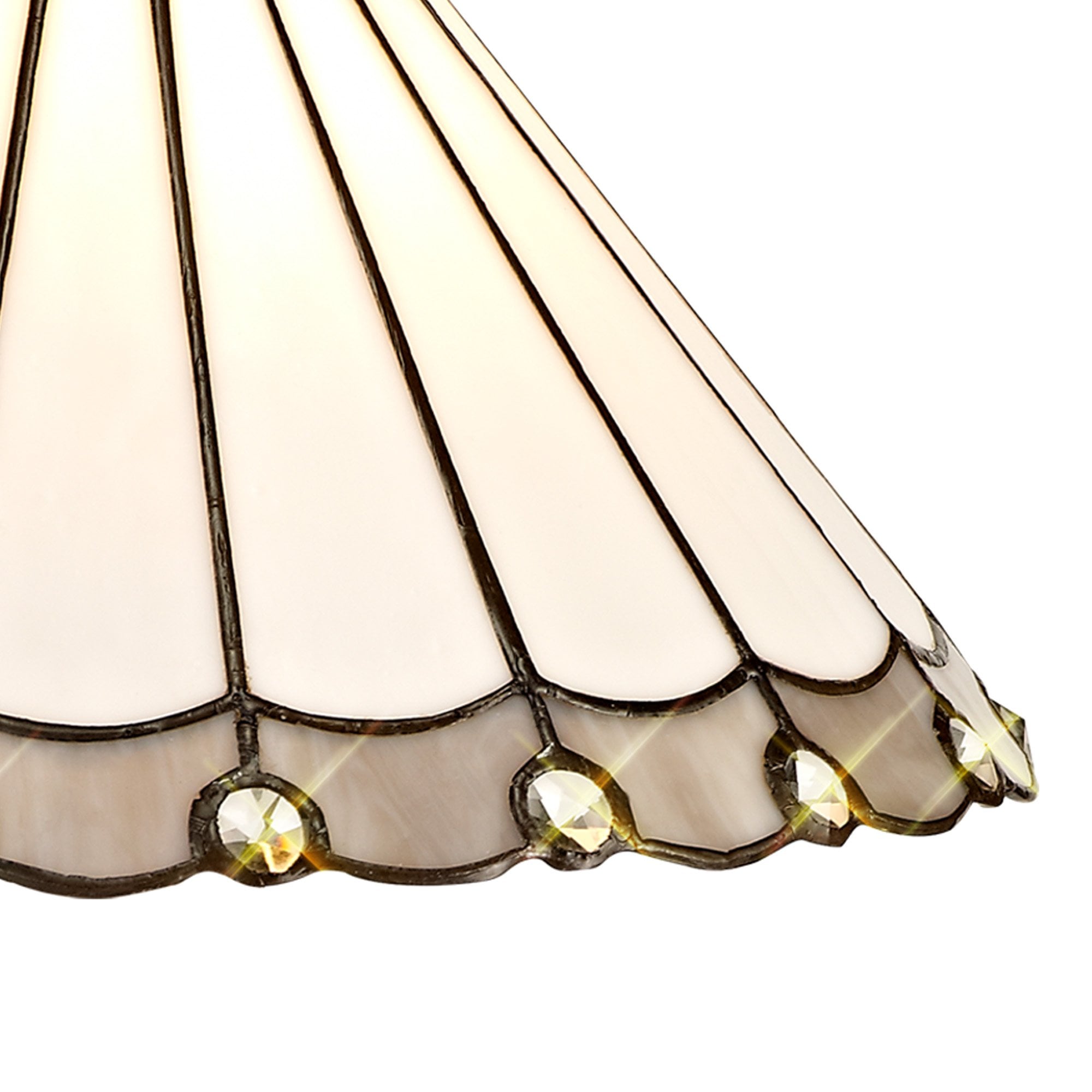 NLK03329 Umbrian 3 Light Down Lighter Pendant With 30cm Tiffany Shade Grey/Chrome/Crystal/Aged Antique Brass