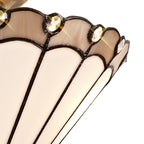 NLK03339 Umbrian 2 Light Semi Ceiling With 30cm Tiffany Shade Grey/Chrome/Crystal/Aged Antique Brass