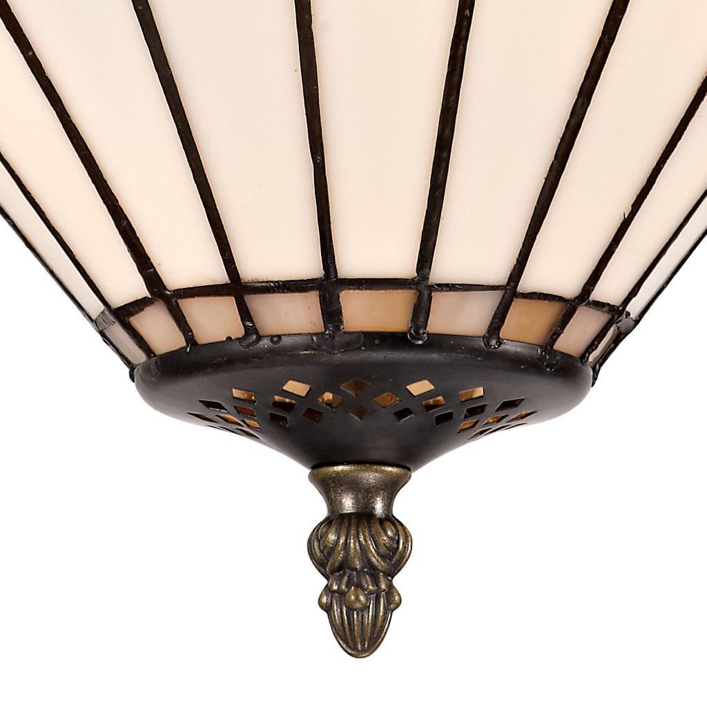 NLK03339 Umbrian 2 Light Semi Ceiling With 30cm Tiffany Shade Grey/Chrome/Crystal/Aged Antique Brass