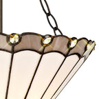 NLK03349 Umbrian 3 Light Semi Ceiling With 30cm Tiffany Shade Grey/Chrome/Crystal/Aged Antique Brass