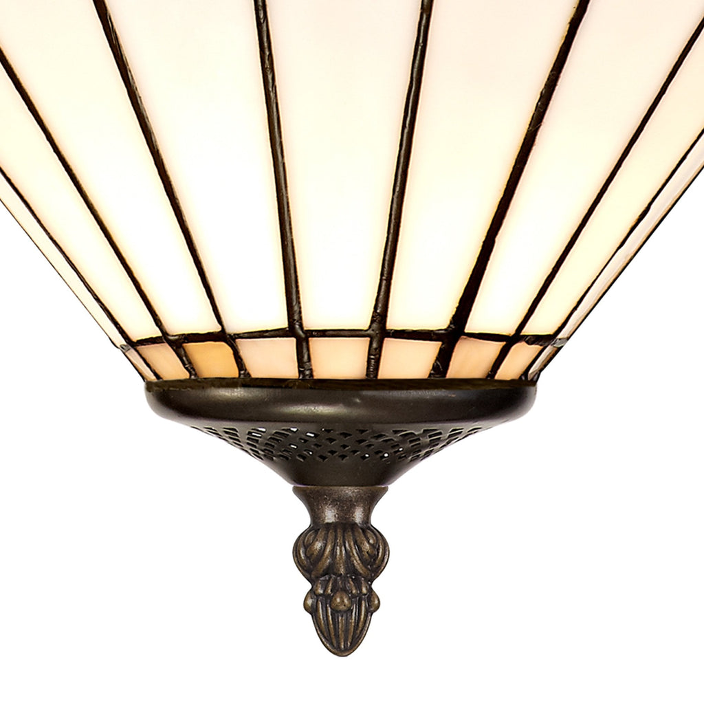 NLK03349 Umbrian 3 Light Semi Ceiling With 30cm Tiffany Shade Grey/Chrome/Crystal/Aged Antique Brass